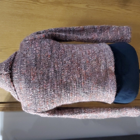 J Jill wool alpaca chunky knit waterfall open front cardigan marled - Picture 5 of 7